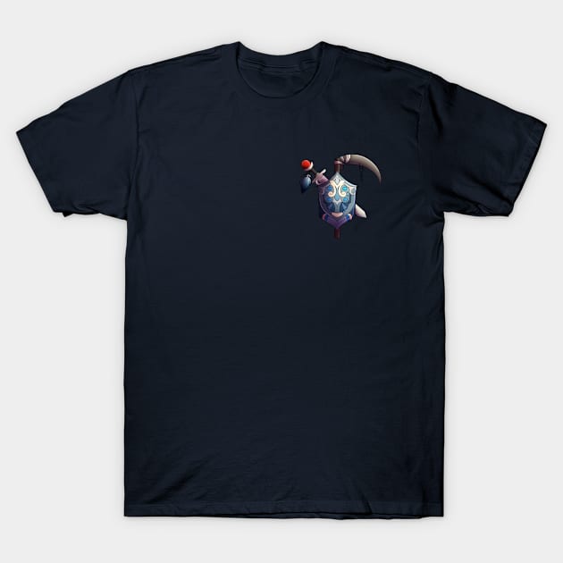 Sword, Scythe & Shield T-Shirt by MithFuril